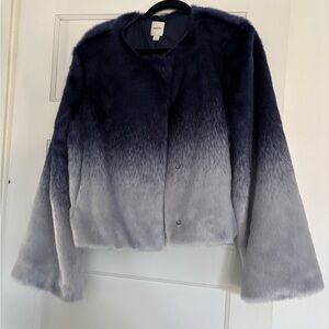 Maeve Women's Navy and Gray Ombre Teddy Jacket